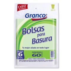 BOLSAS GRANCO P BASURA EXT RESIST6UN 60L