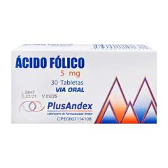 ACIDO FOLICO PLUSANDEX 5MG X 30 TABLETAS